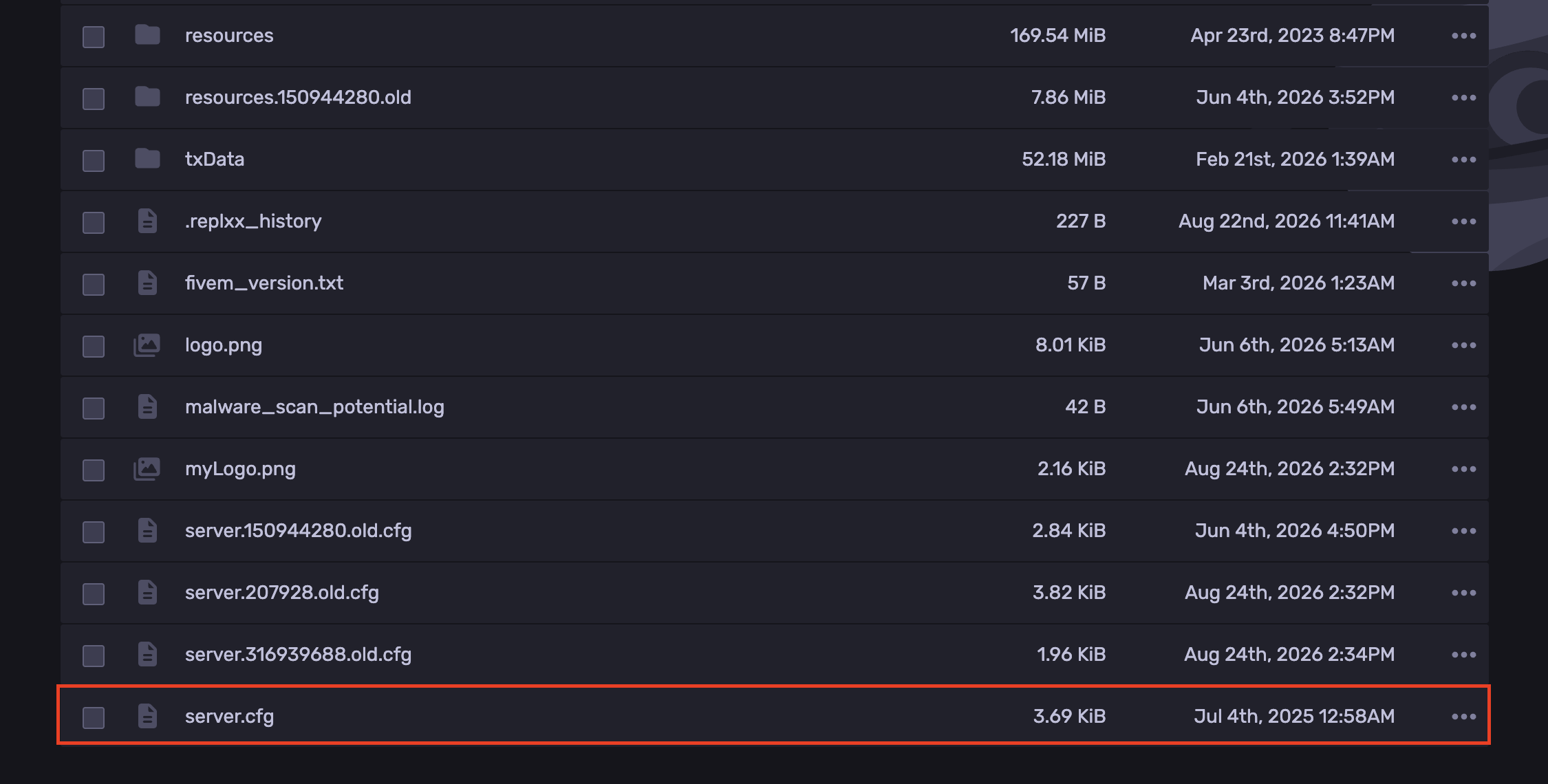 server cfg file location eup