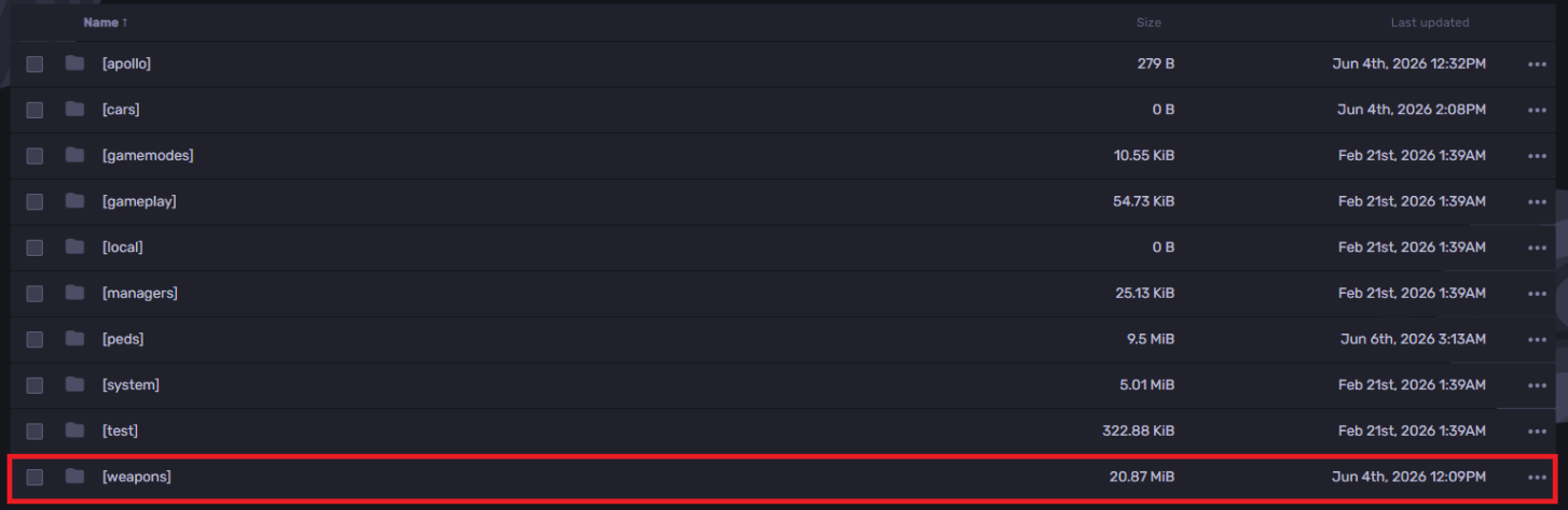 server resources weapons folder