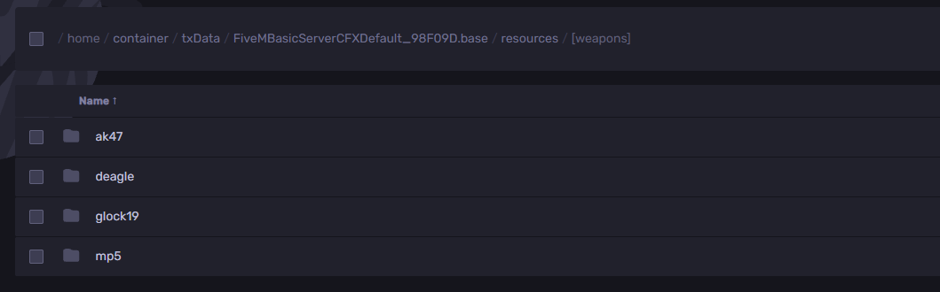 weapons uploaded folders